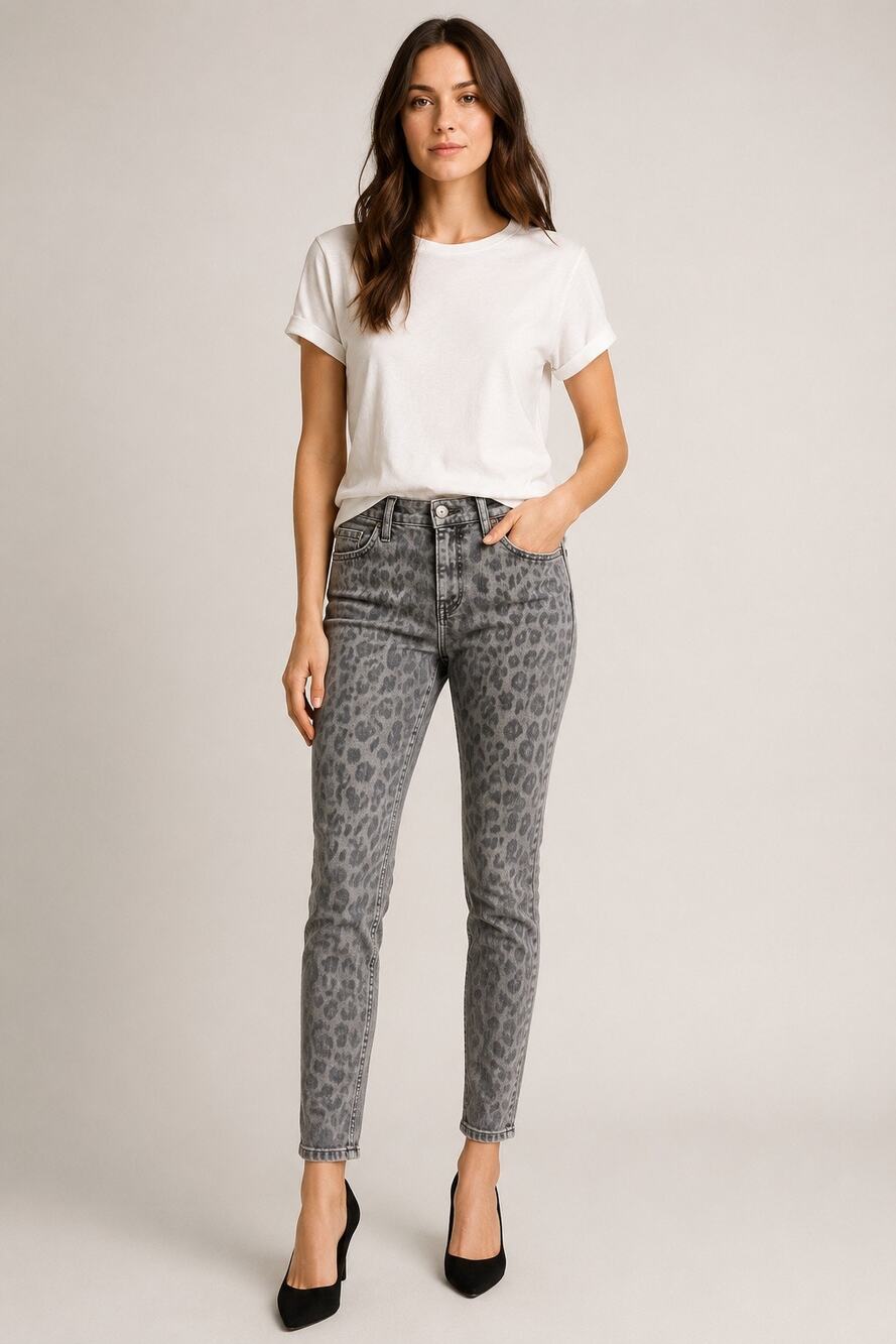Current Elliott Gray Leopard Print Skinny Jeans – Women’s Size 27